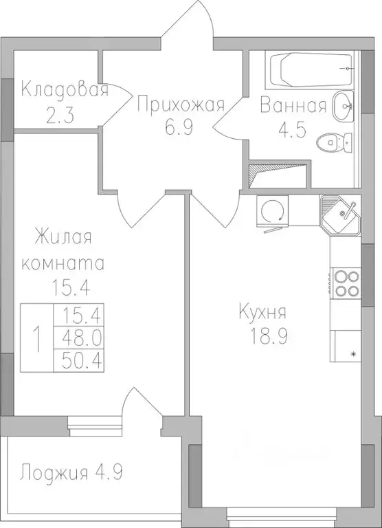 1-к кв. Липецкая область, Липецк Поколение жилой комплекс (50.3 м) - Фото 0