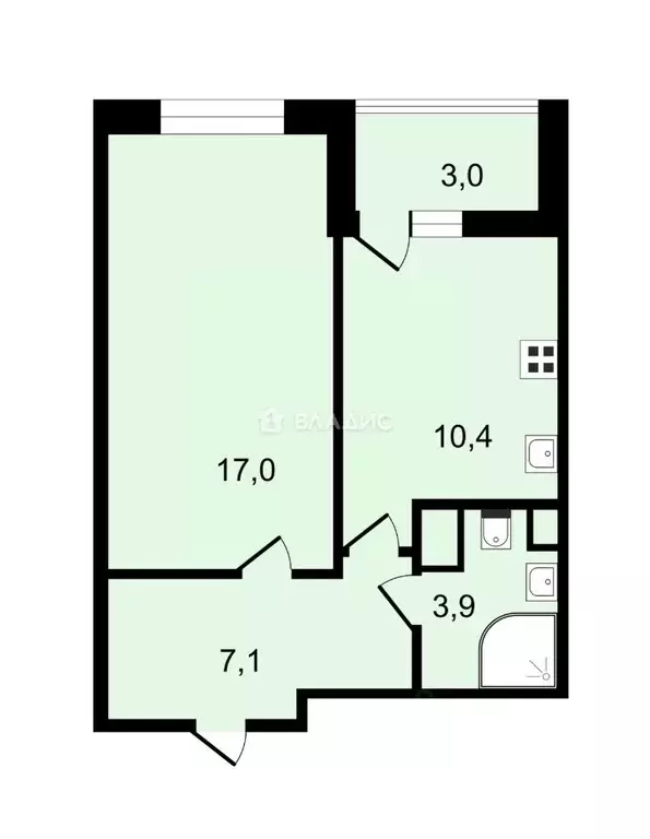 1-к кв. Санкт-Петербург ул. Крыленко, 1к1с4 (38.3 м) - Фото 1
