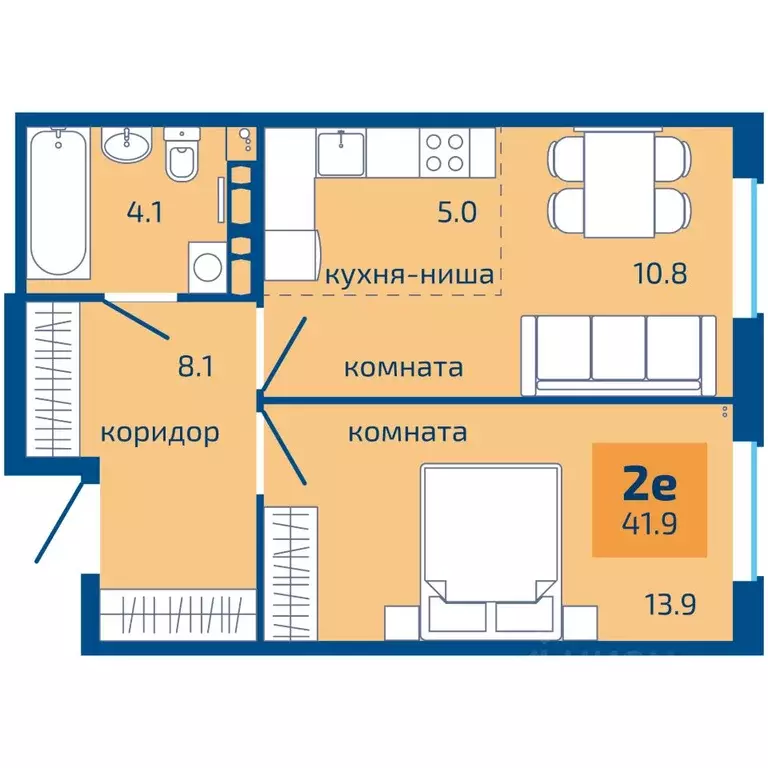 2-к кв. Пермский край, Пермь ул. Старшего Лейтенанта Гачегова (41.9 м) - Фото 0