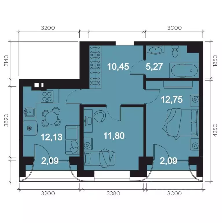 3-к кв. Иркутская область, Иркутск наб. Верхняя, 131 (56.58 м) - Фото 1