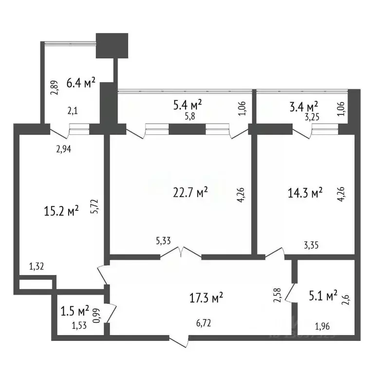 2-к кв. Иркутская область, Иркутск просп. Маршала Жукова, 5/2 (77.1 м) - Фото 2
