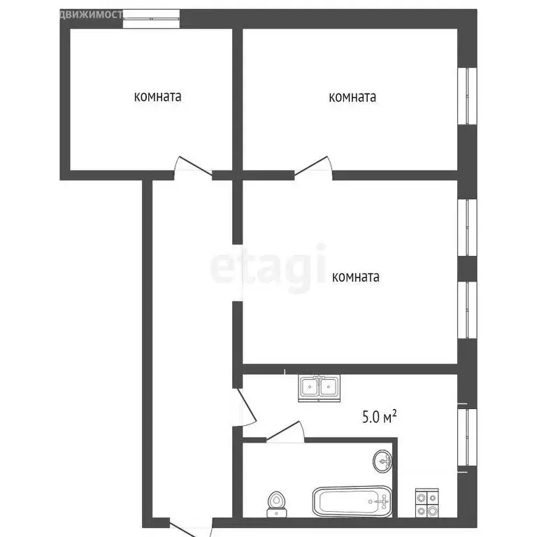 3-комнатная квартира: посёлок Муромский, Северная улица, 7 (53.7 м) - Фото 0