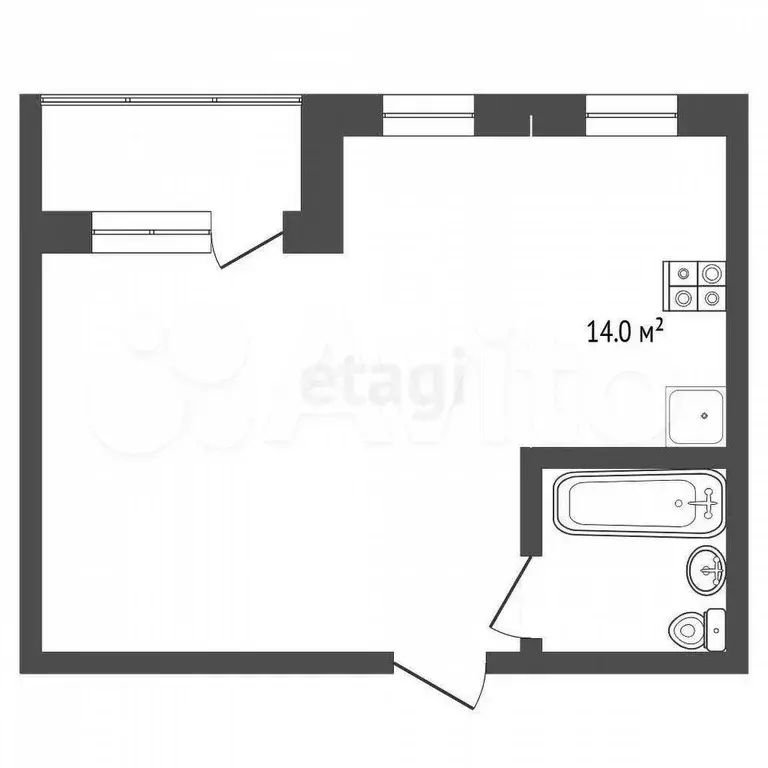 Квартира-студия, 41,6 м, 3/16 эт. - Фото 0