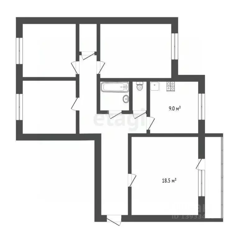 4-к кв. Тюменская область, Тюмень ул. Николая Федорова, 11 (77.3 м) - Фото 2
