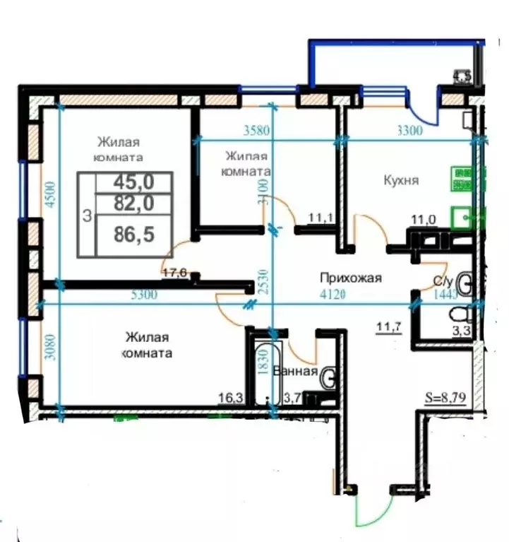 3-к кв. Ставропольский край, Ессентуки ул. Маяковского, 19А (84.8 м) - Фото 0