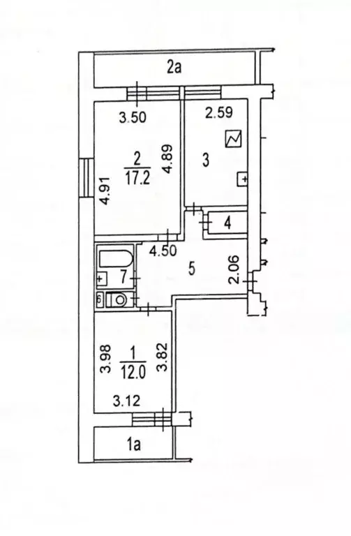 Квартира, 2 комнаты, 54.2 м - Фото 1