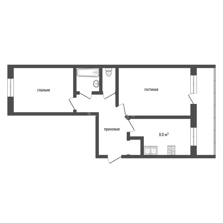 Квартира, 2 комнаты, 50 м - Фото 1