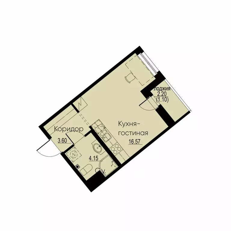 Квартира-студия: Мурино, Романовская улица, 4 (25.42 м) - Фото 1