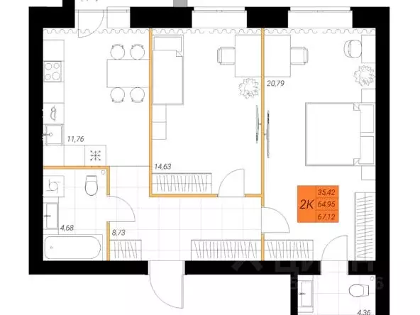 2-к кв. Архангельская область, Северодвинск Индустриальная ул., 35А ... - Фото 1