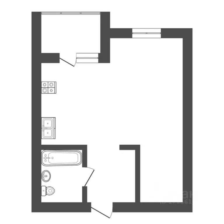 Студия Тюменская область, Тюмень Полевая ул., 105к2 (34.0 м) - Фото 1