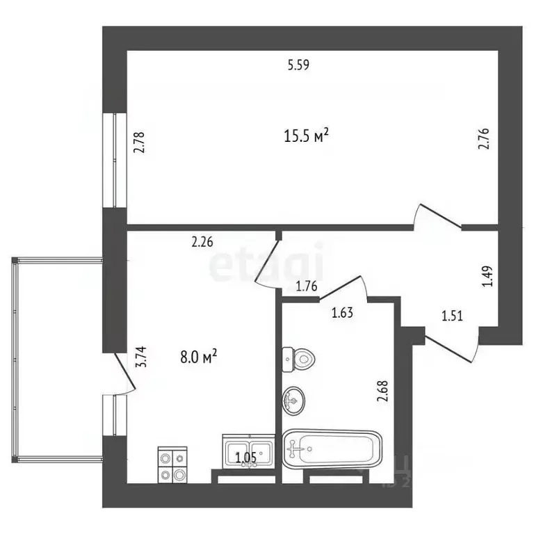 1-к кв. Севастополь ул. Симонок, 55Б (63.4 м) - Фото 1