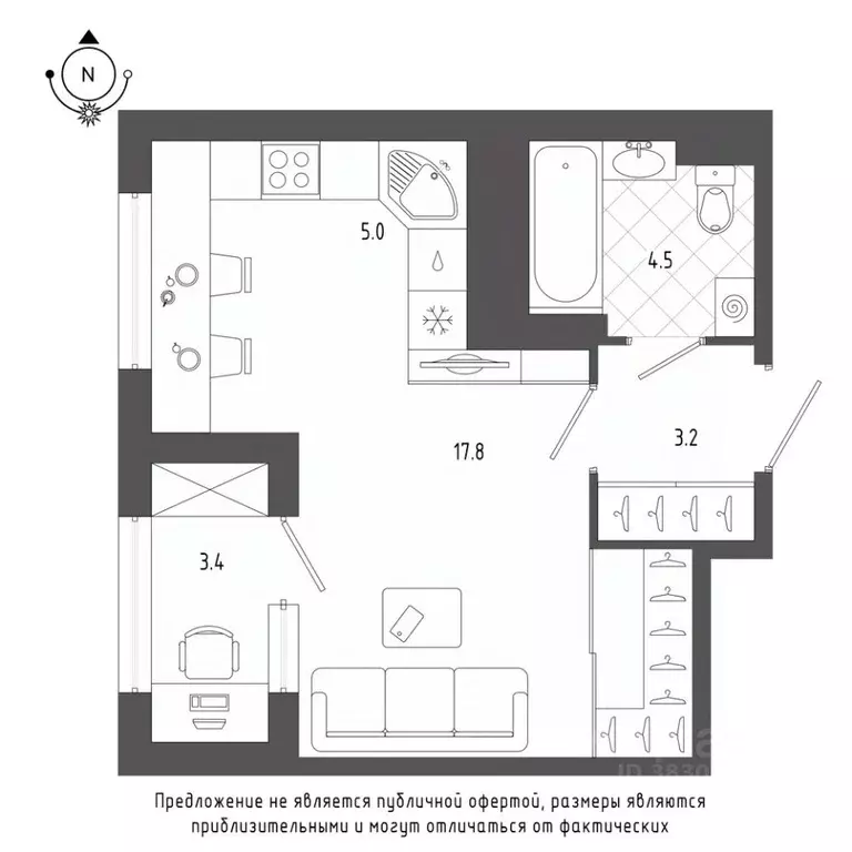 Студия Санкт-Петербург бул. Измайловский, 9 (31.8 м) - Фото 0