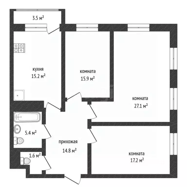 3-к кв. Нижегородская область, Нижний Новгород Краснозвездная ул., 27 ... - Фото 1