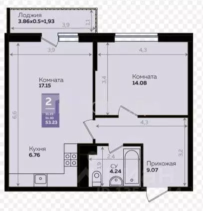 2-к кв. Алтайский край, Барнаул ул. Сергея Семенова, 20 (42.0 м) - Фото 2