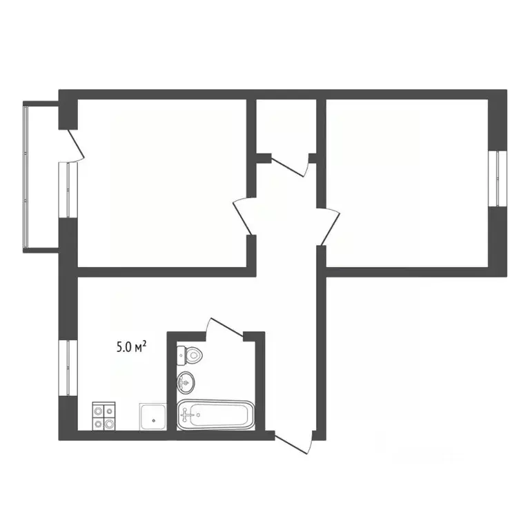 2-к кв. Тюменская область, Тюмень ул. Рационализаторов, 19 (43.0 м) - Фото 2