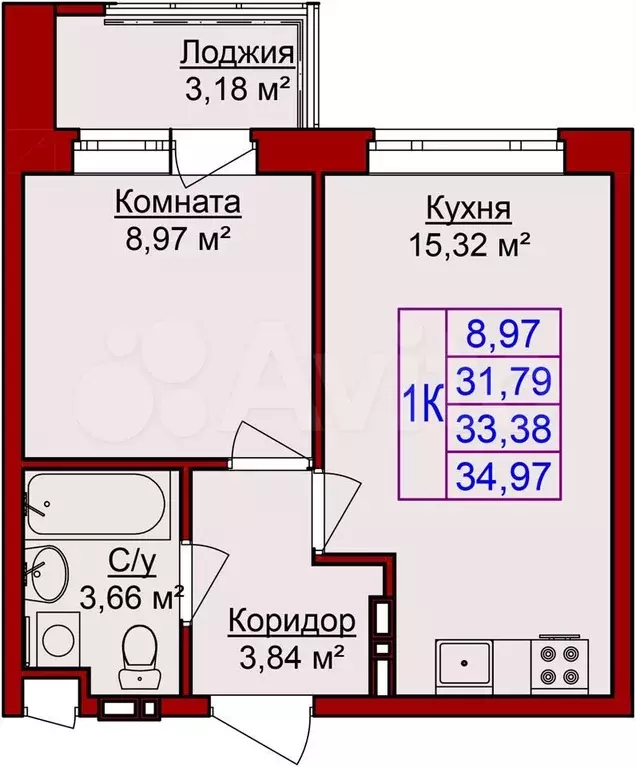 1-к. квартира, 35 м, 3/8 эт. - Фото 0