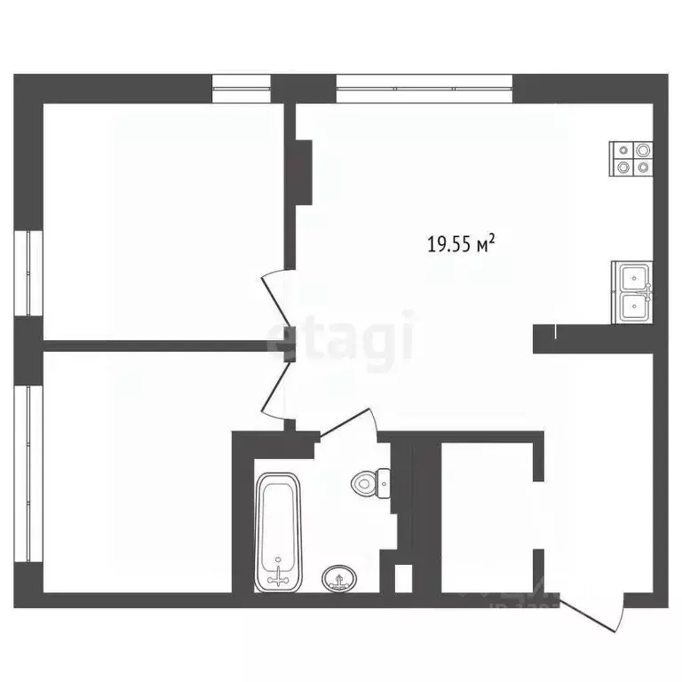2-к кв. Тюменская область, Тюмень ул. Василия Малкова, 10 (41.0 м) - Фото 2