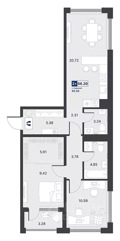2-к кв. Тюменская область, Тюмень Парфеновская горка жилой комплекс ... - Фото 1