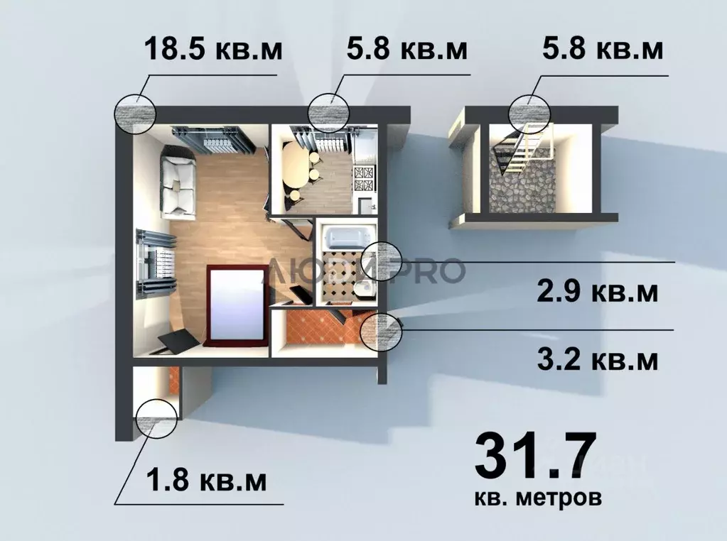 1-к кв. Башкортостан, Уфа ул. Александра Невского, 32 (31.7 м) - Фото 1
