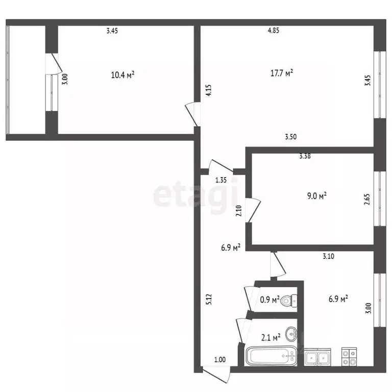 3-к кв. Алтайский край, Барнаул ул. Попова, 51 (55.9 м) - Фото 1