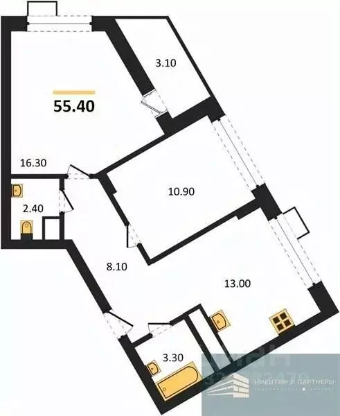 2-к кв. Воронежская область, Воронеж бул. Содружества, 6 (55.6 м) - Фото 0