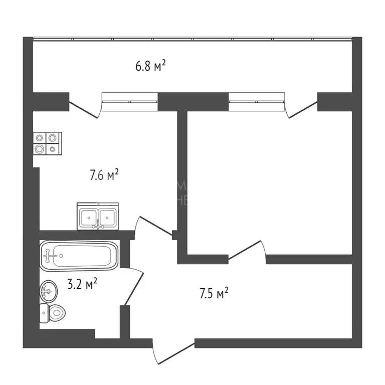 1-комнатная квартира: Тюмень, улица Тимофея Чаркова, 79 (28 м) - Фото 0