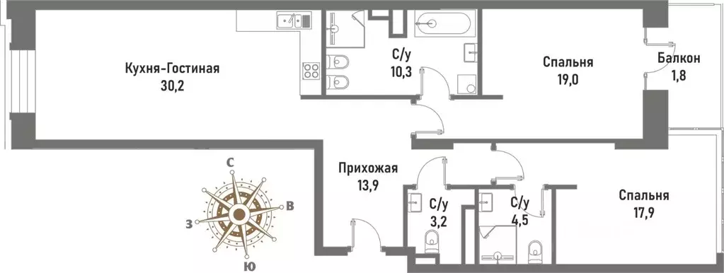 3-к кв. Москва ул. Матросская Тишина, 12 (97.3 м) - Фото 0