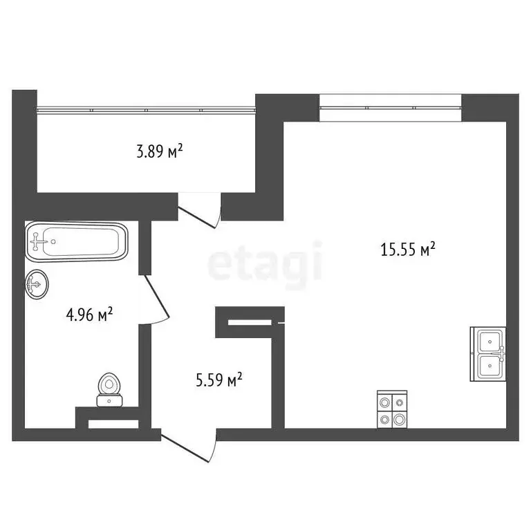 Квартира-студия: деревня Патрушева, улица Льва Толстого, 17 (25.7 м) - Фото 1