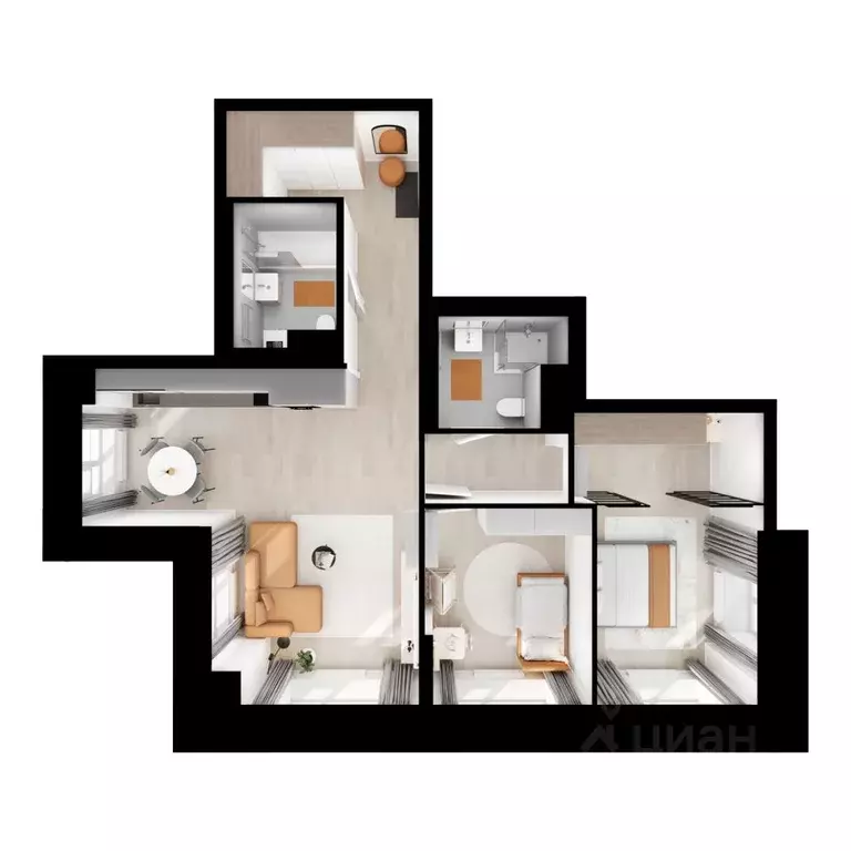 2-к кв. Москва Алтуфьевское 53 жилой комплекс, 1.1 (67.4 м) - Фото 2