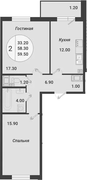 Продаётся 2-к квартира, 58.3 м - Фото 1