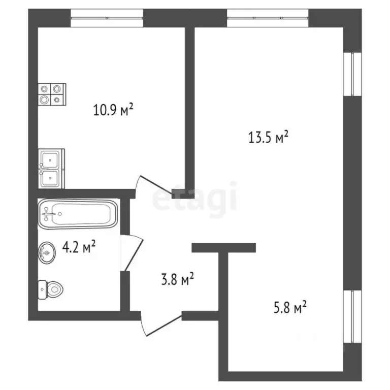 1-к кв. Тюменская область, Тюмень Новгородская ул., 20 (38.2 м) - Фото 1