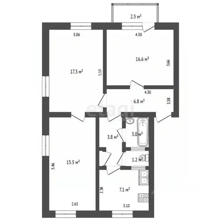 3-к кв. Крым, Саки ул. Ленина (71.7 м) - Фото 2