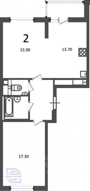 2-к кв. Москва Кусковская ул., 12/1 (57.6 м) - Фото 1