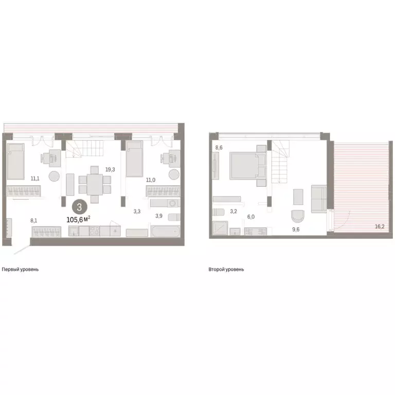 3-комнатная квартира: Тюмень, жилой комплекс Республики 205 (105.64 м) - Фото 2