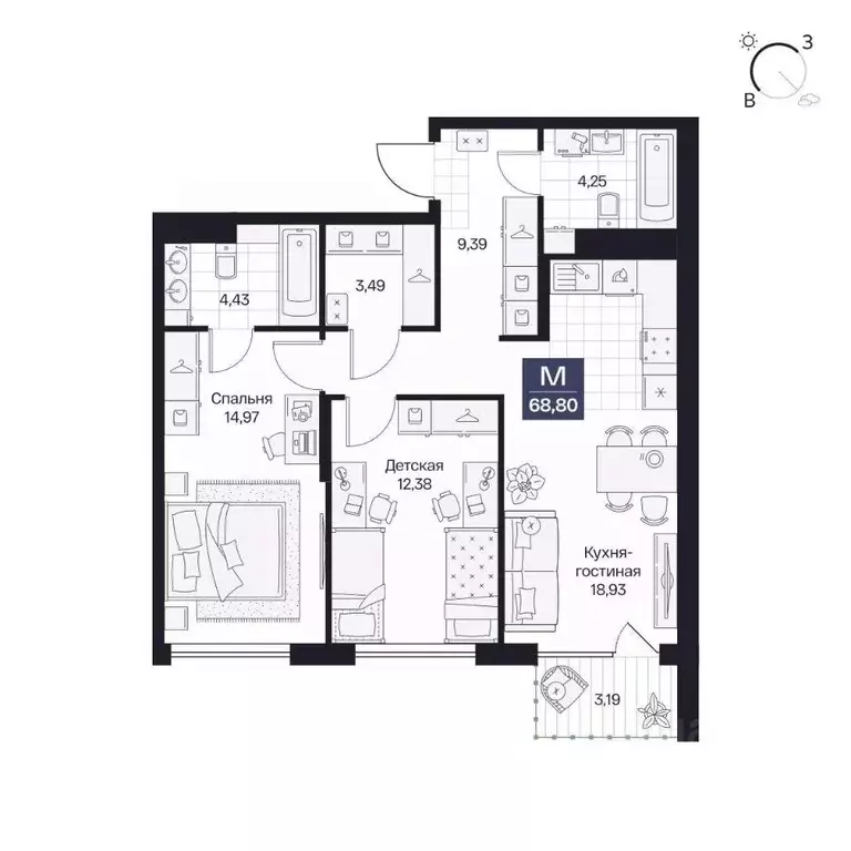 2-к кв. Волгоградская область, Волгоград просп. Имени В.И. Ленина, 59Г ... - Фото 1