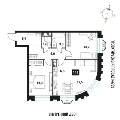 3-комнатная квартира: Москва, жилой комплекс Интеллигент (70.2 м) - Фото 0
