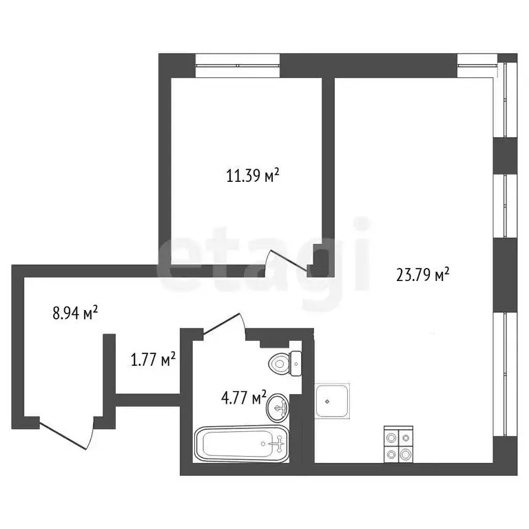 1-комнатная квартира: Тюмень, улица Новосёлов, 96 (50.7 м) - Фото 1