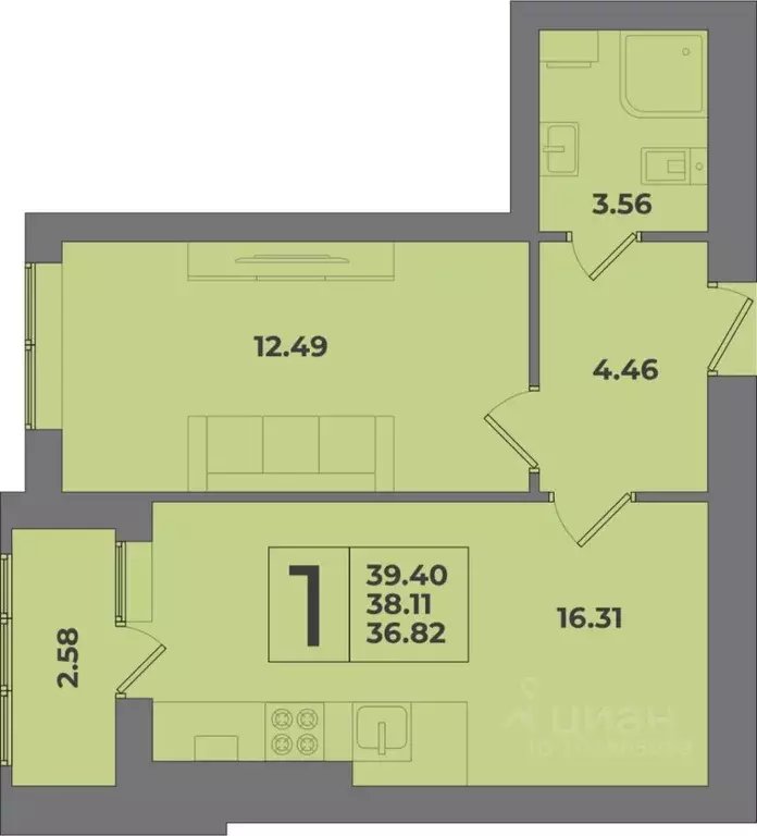 1-к кв. Калининградская область, Калининград Коммунистическая ул. ... - Фото 1