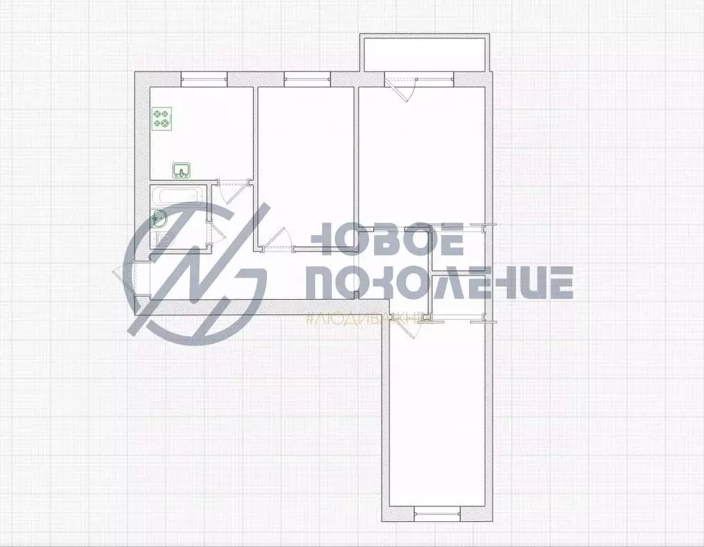 3-к кв. Омская область, Омск ул. 75-й Гвардейской Бригады, 16 (58.5 м) - Фото 2