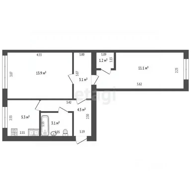 2-к кв. Тюменская область, Тюмень ул. Котовского, 52 (42.2 м) - Фото 2