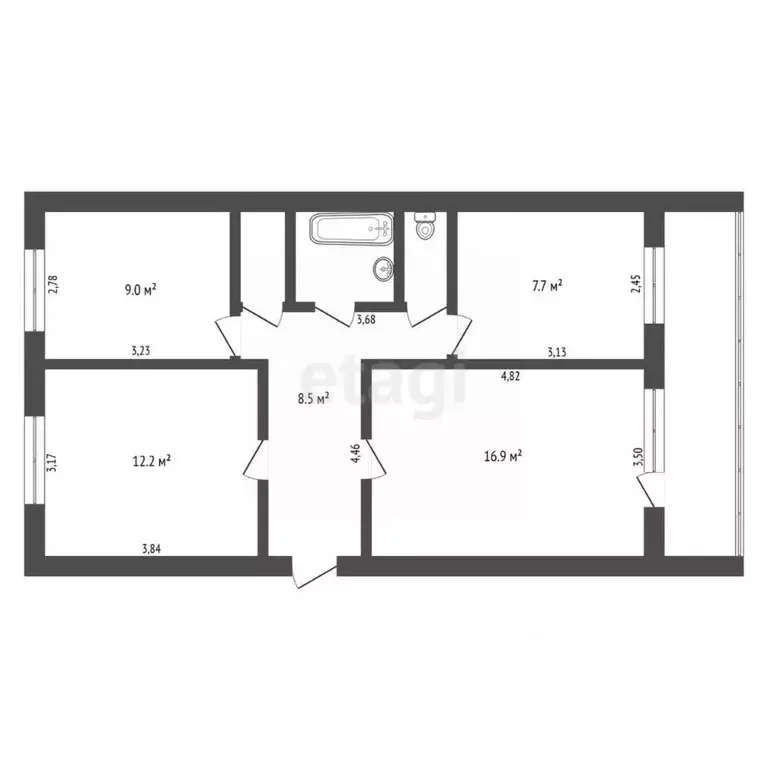 3-к кв. Амурская область, Благовещенск ул. Воронкова, 4/2 (59.7 м) - Фото 1