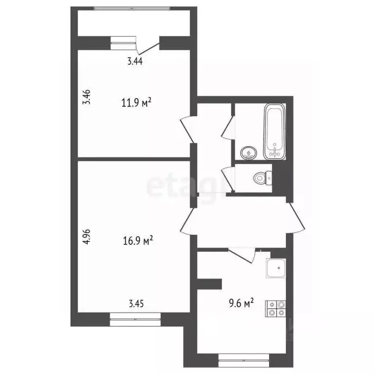 2-к кв. Ханты-Мансийский АО, Когалым ул. Дружбы Народов, 22 (49.7 м) - Фото 1