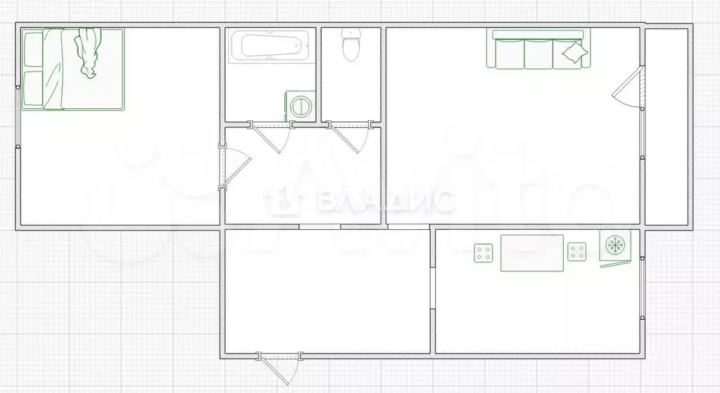 2-к. квартира, 50 м, 5/5 эт. - Фото 0