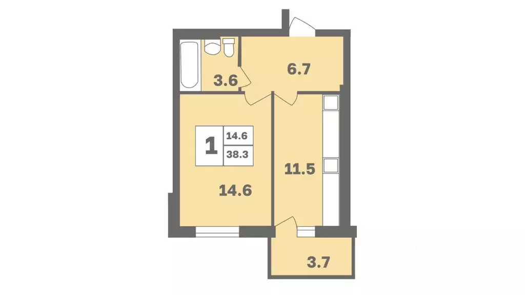 1-к кв. Башкортостан, Уфа Дагестанская ул., лит11 (38.3 м) - Фото 1