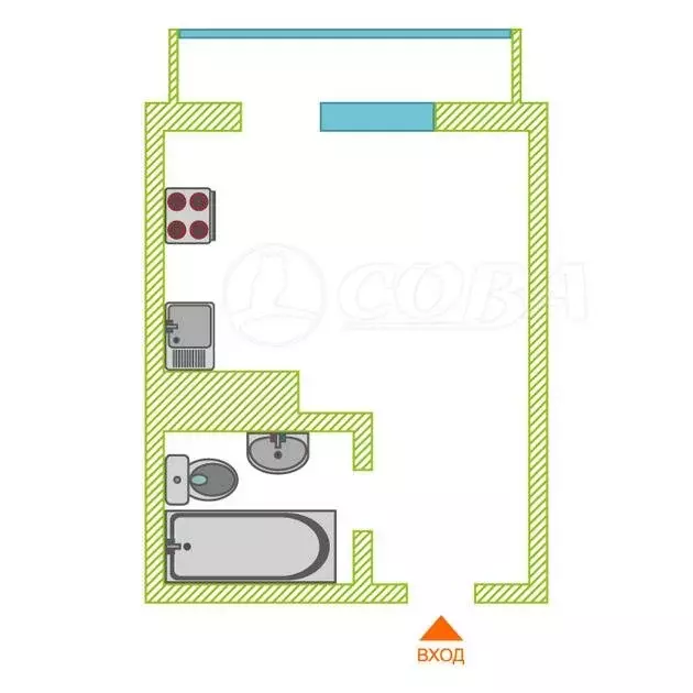 Квартира-студия: Тюмень, улица Парада Победы, 7 (20.9 м) - Фото 2