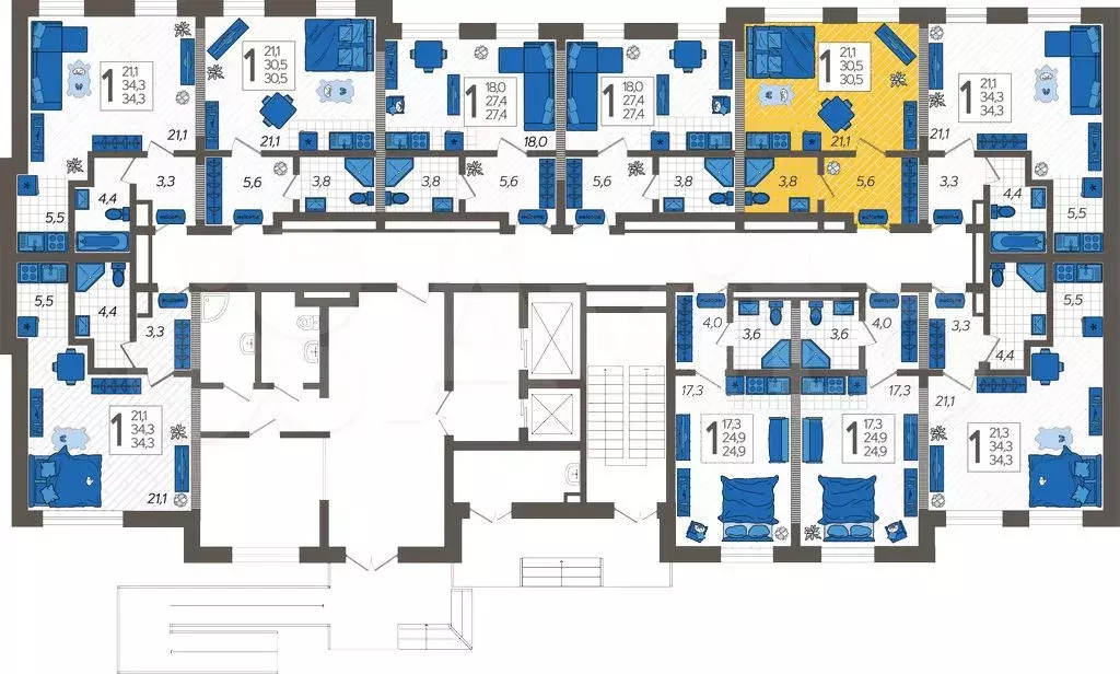 Квартира-студия, 30,5 м, 1/12 эт. - Фото 1