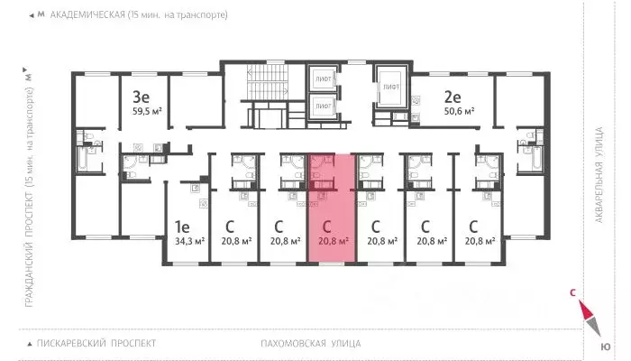 Студия Санкт-Петербург ул. Пахомовская, 10к4 (20.7 м) - Фото 1