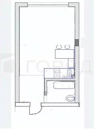Студия Кемеровская область, Новокузнецк ул. Климасенко, 10/2 (17.8 м) - Фото 1