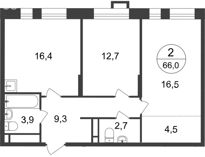 2-комнатная квартира: Московский, улица Лаптева, 9 (66 м) - Фото 0
