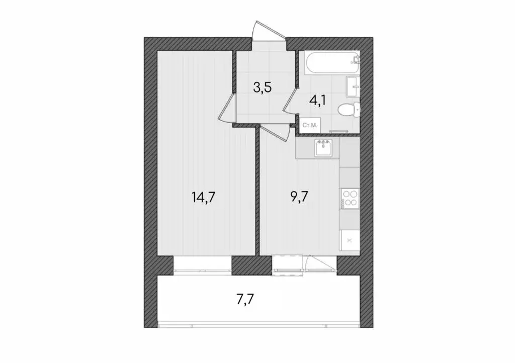 1-комнатная квартира: Киров, улица Капитана Дорофеева, 22 (39.7 м) - Фото 1